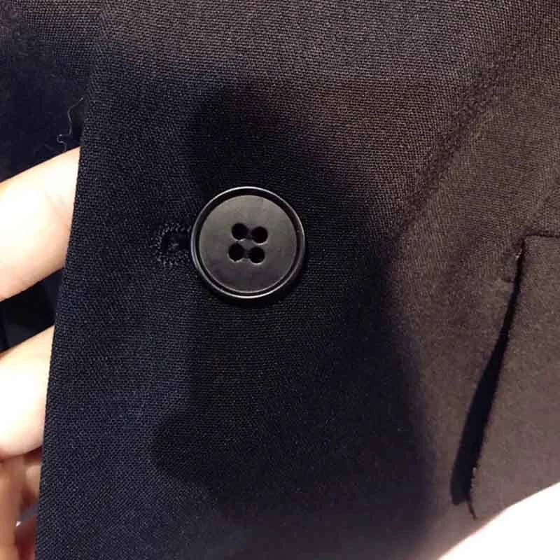 Cosmicchic Women's Black Wool Suit Shoulder Pads Waist Hugging Ladies Jackets Office Business Autumn Blazer Elegant Outwear