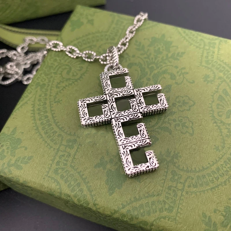 

Ожерелье ажурное из серебра 925 пробы с крестом для мужчин и женщин