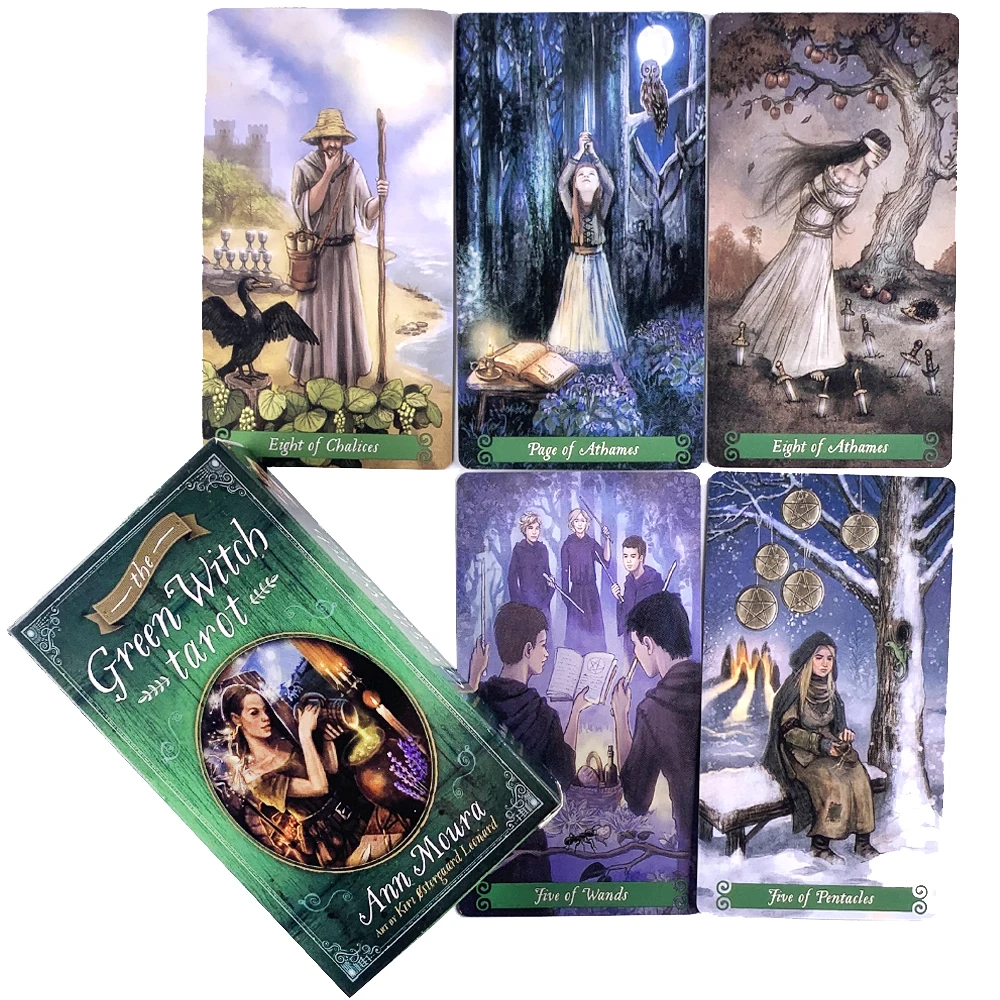 

The Green Witch Tarot Deck Fortune Telling Divination Oracle Cards Family Party Leisure Table Game With PDF Guidebook