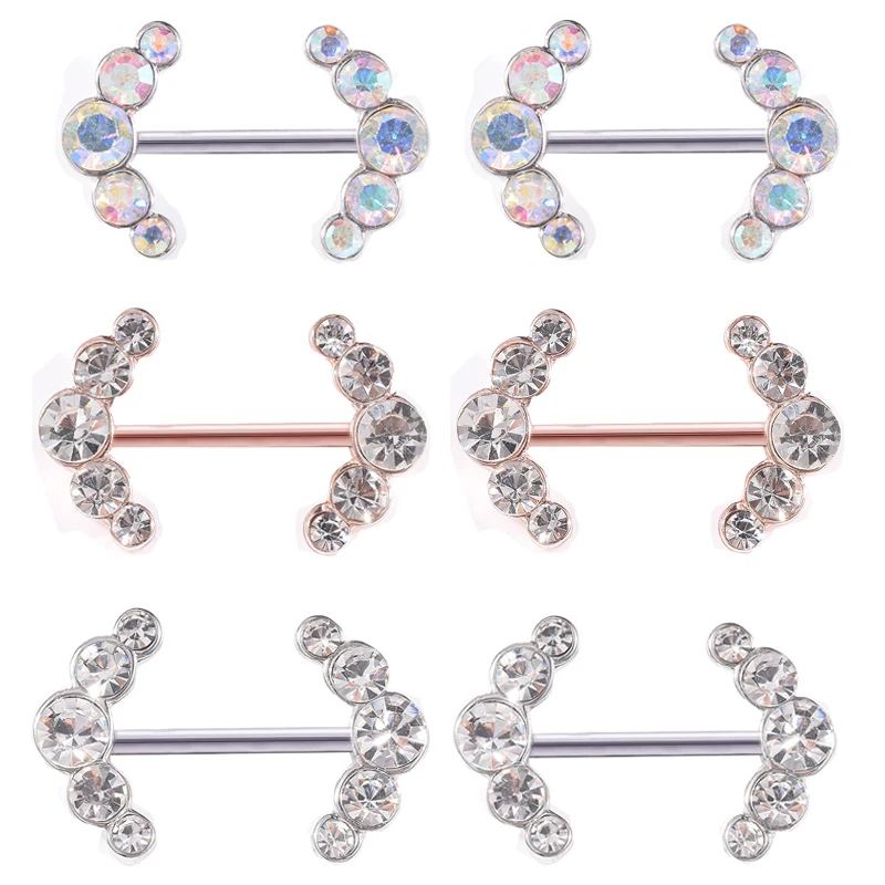 

Женские кольца для сосков из нержавеющей стали с кристаллами, 2 шт.