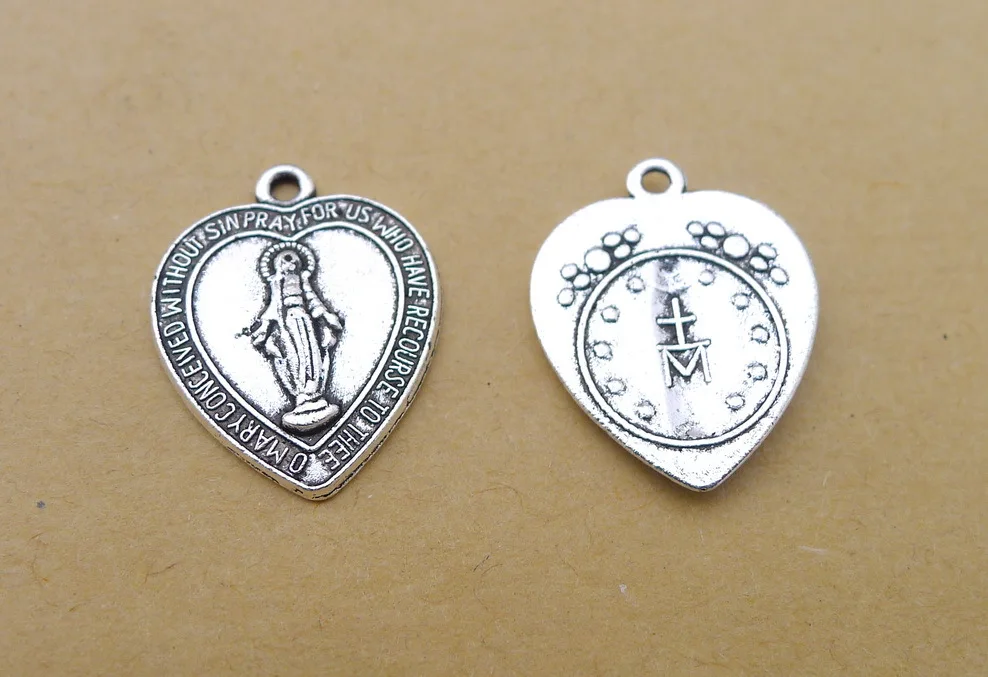 

Charm for making jewelry 10pcs 22x18mm antique silver color Heart charms