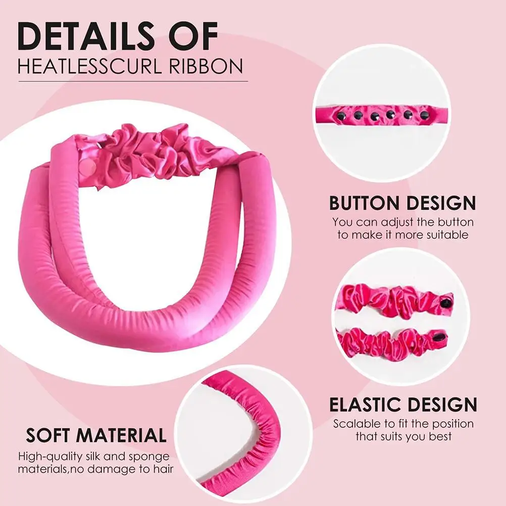 

Heatless Curling Rod Headband No Heat Curls Ribbon Reusable No Perm No Damage Soft Hair Band Curling Iron DIY Hairdressing Tools