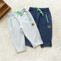 bbd childrens pants summer boys cotton terry embroidered solid sports knee length casual kids clothes new 2020