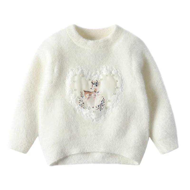 Зимняя вязаная детская одежда свитер для маленьких девочек милый пуловер с
