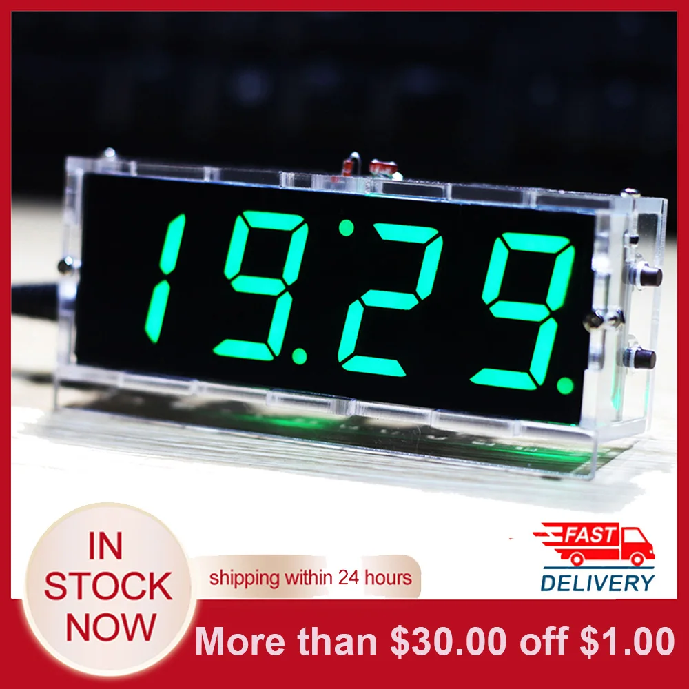Компактный DIY цифровой светодиодный часы набор для самостоятельной сборки 4