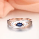 Женское Обручальное кольцо с белым королевским синим камнем, ювелирное изделие, Цвет Розовое золото 585 пробы, 1 шт.