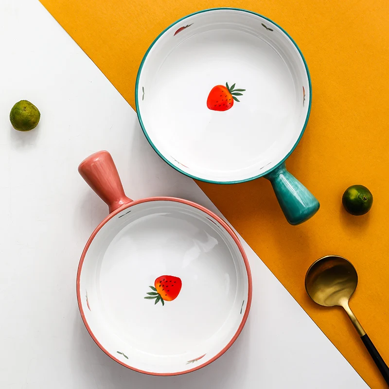 

Baking Pan Ceramic Baking Tray Bakeware With Handle Oven Baking Bowl Baking Dish Bundt Cake Pan Round Salad Dinnerware Roasting