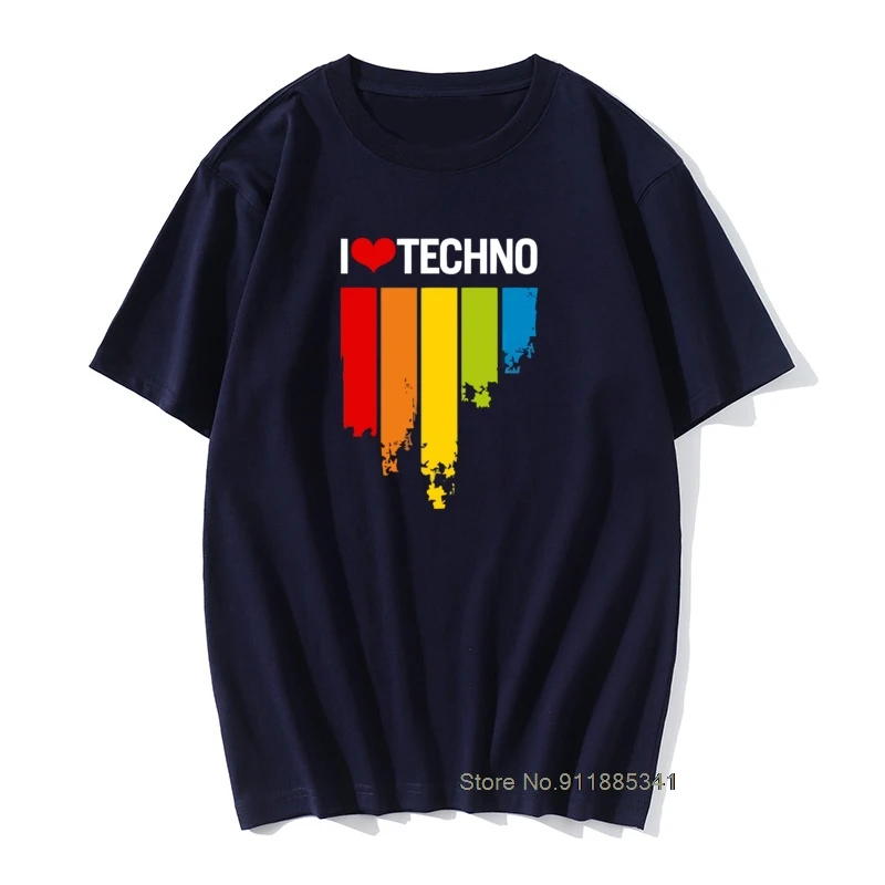 С надписью I Love техническая Музыка Аудио Топы И Футболки Для мужчин новинка