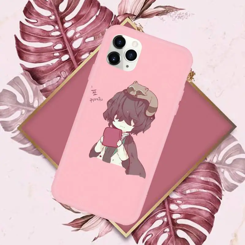 

Anime Bungo Stray Dogs Phone Case Pink Candy Color for iPhone 11 12 mini pro XS MAX 8 7 6 6S Plus X SE 2020 XR
