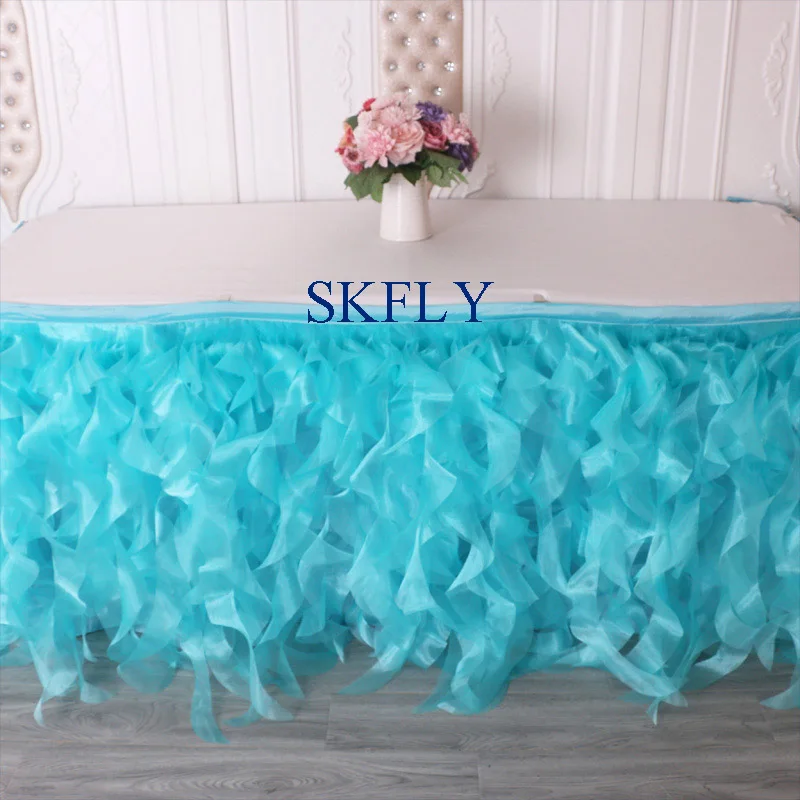 image blue SK010D великолепный цвет на заказ свадебные темно-зеленый из органзы курчавая ива настольная юбка с липучкой - Цвет: image blue