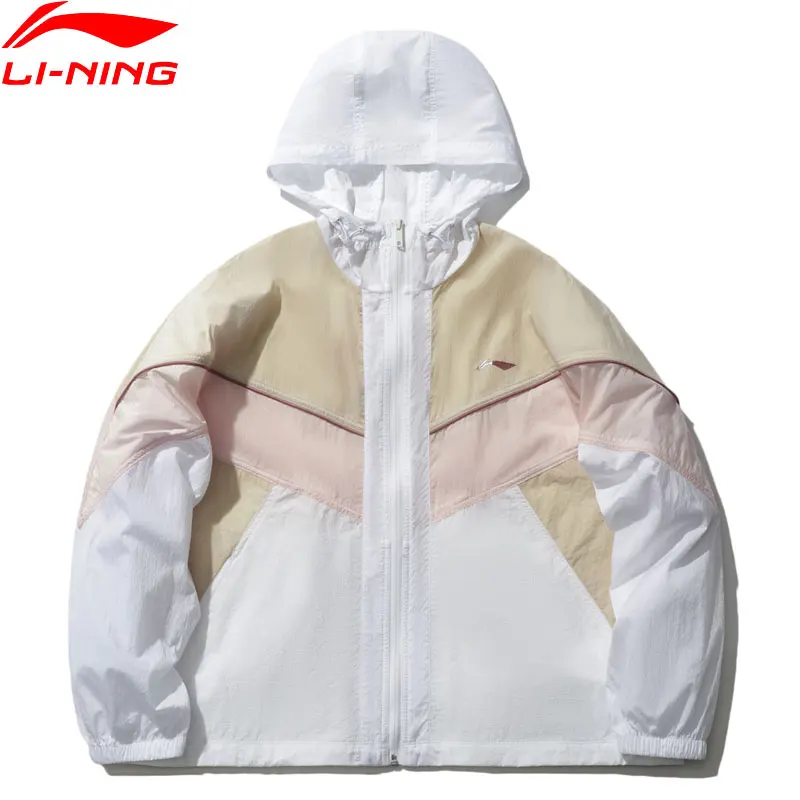 

Женская Спортивная ветровка Li-Ning из 100% нейлона на молнии с капюшоном AFDR078