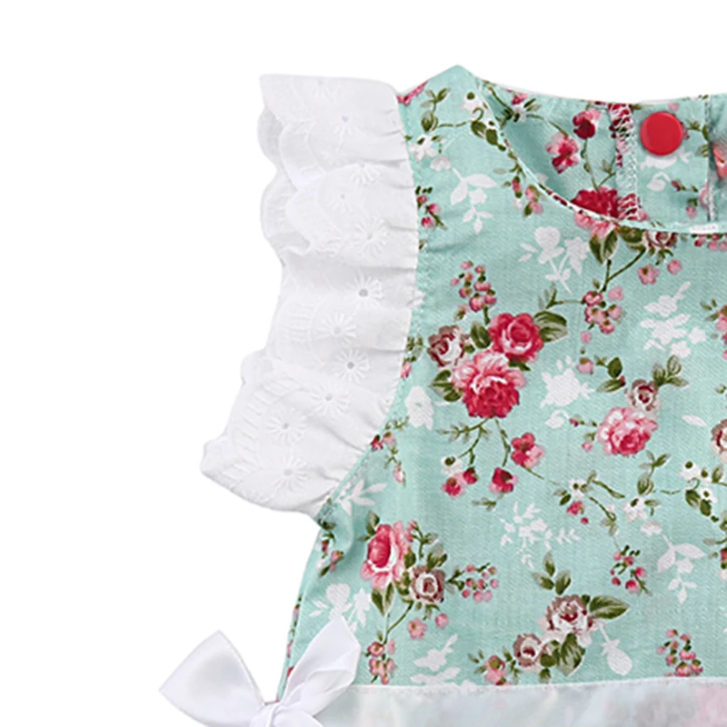 2020 Модный милый кружевной комбинезон для маленьких принцесс с цветочным принтом