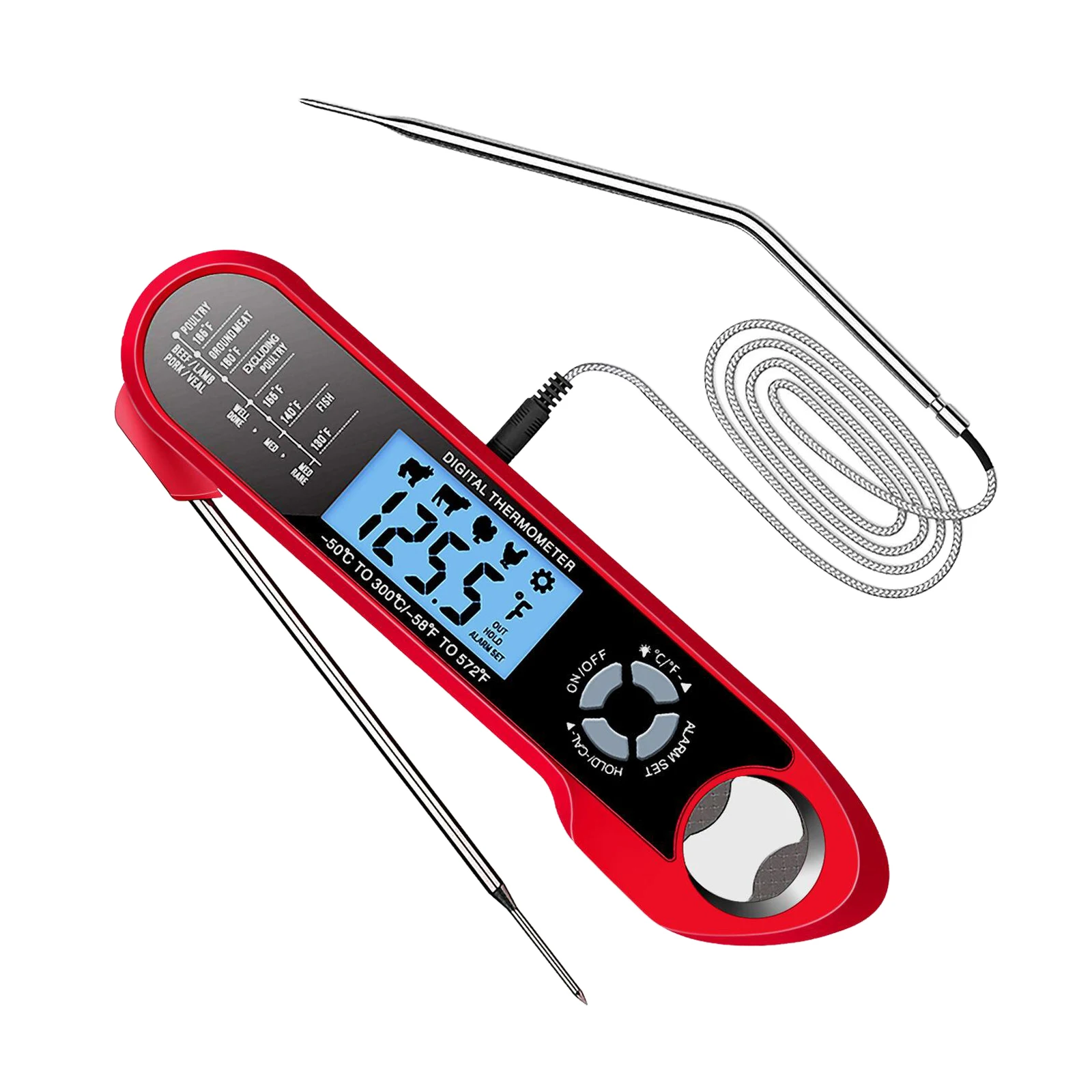 

Digital Food Thermometer Instant Read Meat Thermometer for Cooking, Grilling, Smoking, Baking, Turkey, Milk with Dual Probe