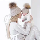 6 комплектов, зимняя вязаная теплая мягкая шапочка для маленьких мальчиков и девочек, шапка Мама и я, шапка с помпоном для взрослых, Одинаковая одежда для всей семьи