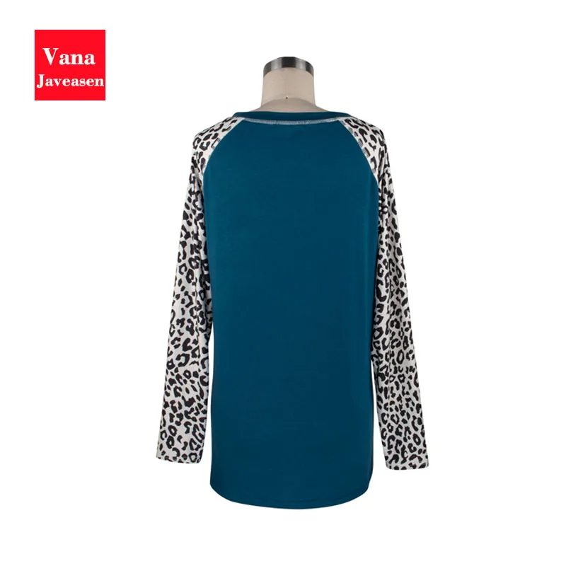 

Casual Leopard Long Sleeve T-shirt Women Tops Patchwork O-Neck Loose T shirt Womens Hem Irregular Tee Tops Ropas Femininas Moda