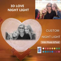 3d print customized moon night light with phototext moon lamp personalized festival kids gift heart shape lamp