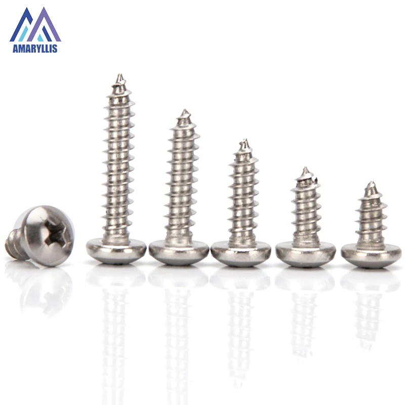 

M4 M4.2 M5 M6 M8 304 Stainless Steel Phillips Pan Round Head Self-Tapping Screw Cross Recessed Tapping Bolts Length 6mm-80mm