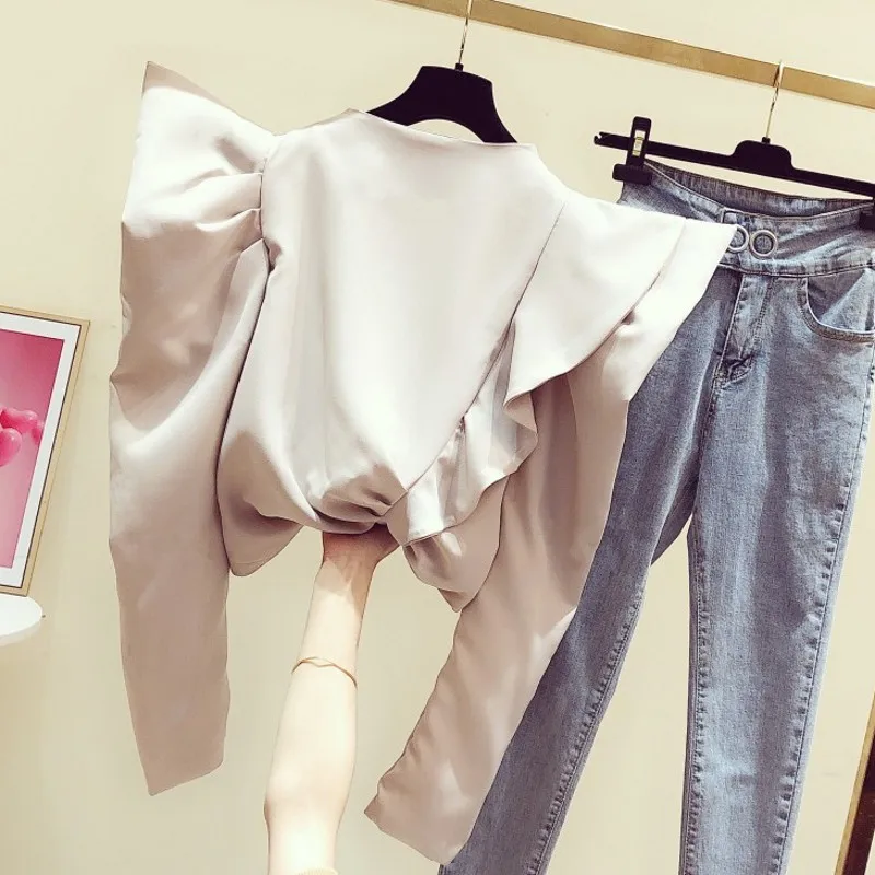 Женские блузки и топы весна 2020 новая корейская мода темперамент атласная с