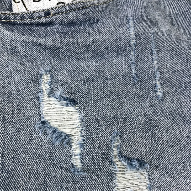 Loose New Mens Straight Fashion Knee Length Jeans Shorts Pockets Hole Zippers Spliced Letter Korean Style High Street Shorts