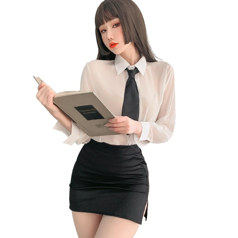 

Hot Underwear Seductive Sexy Female Secretary Hip Skirt Ol Transparent Shirt Private Pajamas Passion Funny