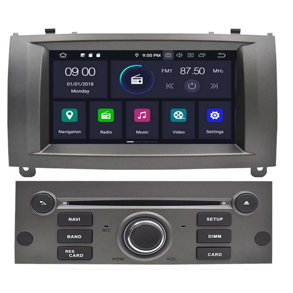 Автомобильный DVD-плеер на Android 10 для Peugeot 407 2004-2010 GPS-навигация мультимедийная