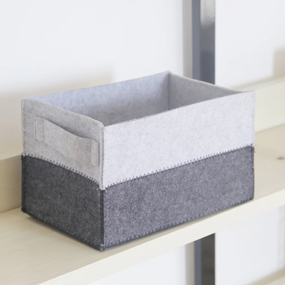 

1 Pc Desktop Felt Storage Basket Snack Cosmetics Holder (Grey Light Grey)
