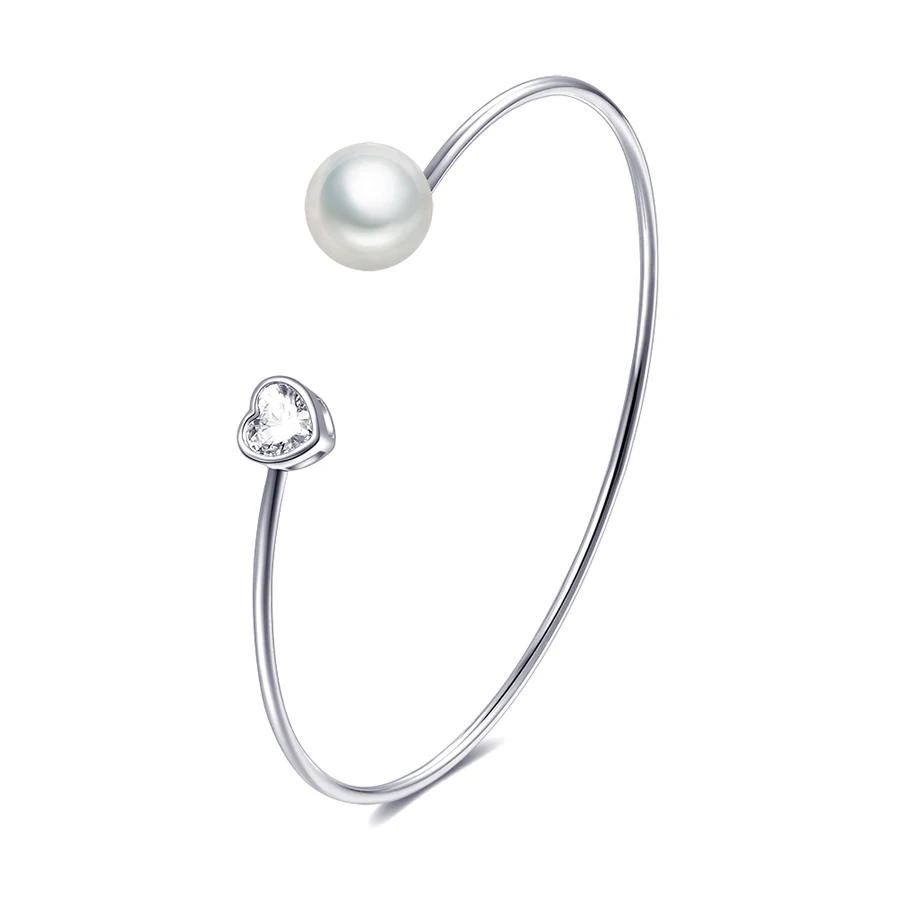 Регулируемый золотистый Серебристый браслет jingyang с сердцем жемчужный открытый