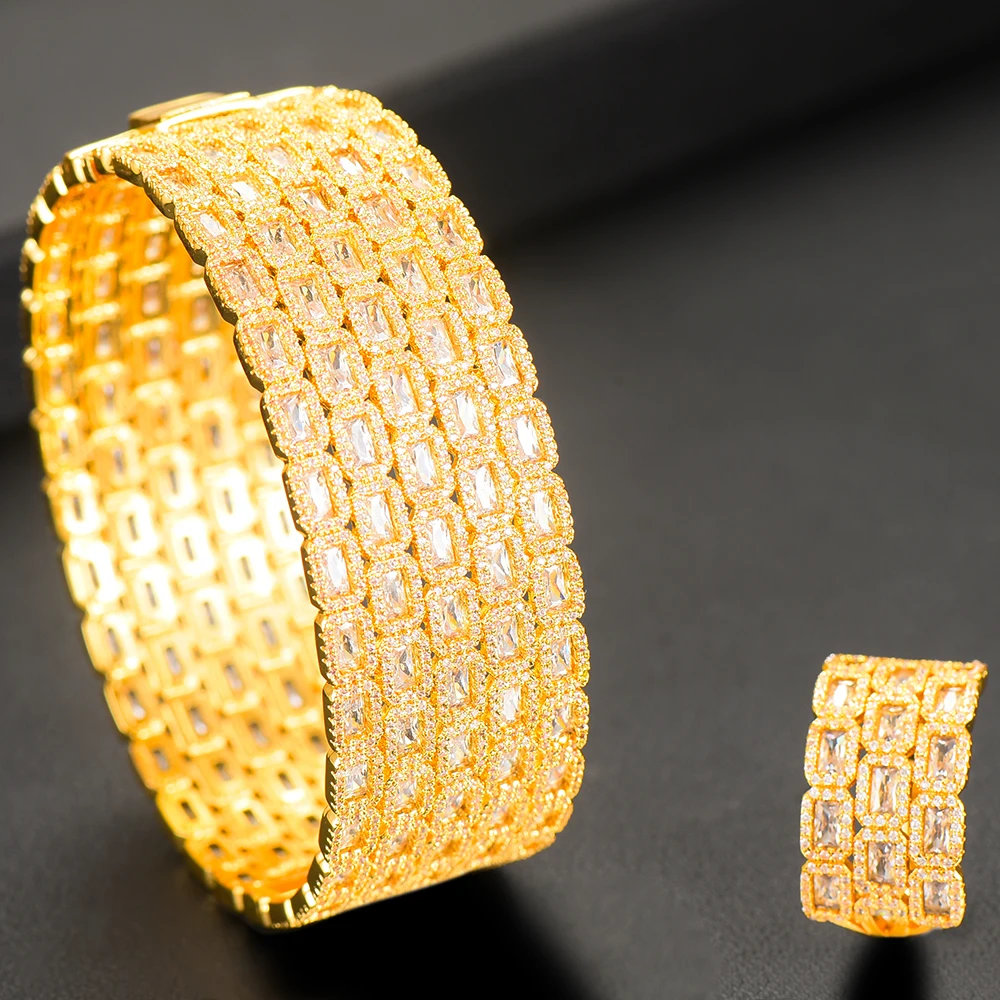 Набор женских ювелирных украшений GODKI роскошный браслет и кольцо в стиле