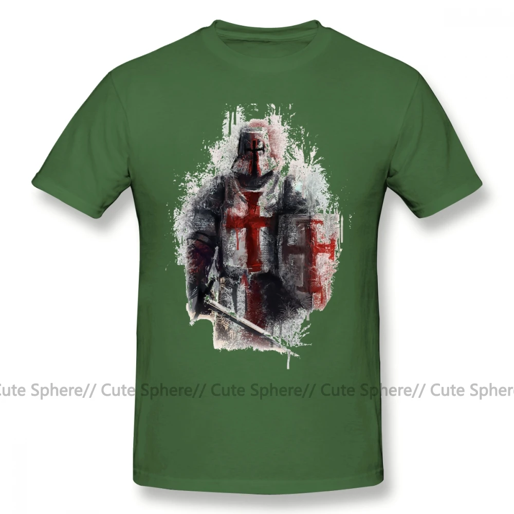 Футболка Crusader, футболка Crusader, модная футболка с графикой, 100 хлопок, мужская, 4xl, с коротким рукавом, забавная футболка - Цвет: Army Green