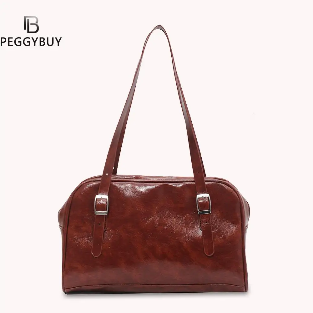 

Women Solid PU Leather Top-handle Bag Satchels Portable Large Capacity Handbag Fashion Exquisite Shopping Bag