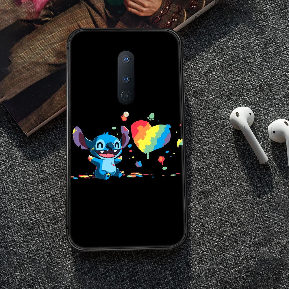 

Cartoon cute Stitch Phone Case Cover Hull For 1+ Oneplus 5T 6 6T 7 7T 8 8T Pro black Etui Silicone Cover 3D Cell Soft Hoesjes