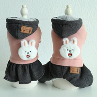 smiley rabbit couple dog dress pajamas jumpsuits pet dog clothes winter warm cotton cat hoodies clothing for dogs puppy teddy