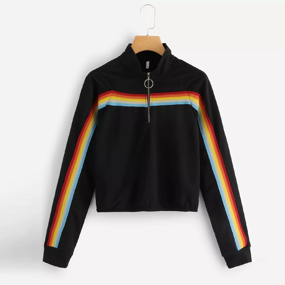 Женская толстовка на молнии с половинной планкой контрастная лента боковая