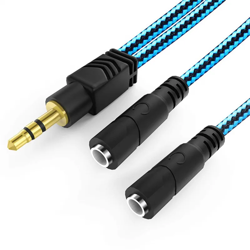 

2 in 1 Audio Cable 3.5Mm 1 / 2 Cotton Knitting Couple Sharing Cable Audio Computer Headset Connecting Cable