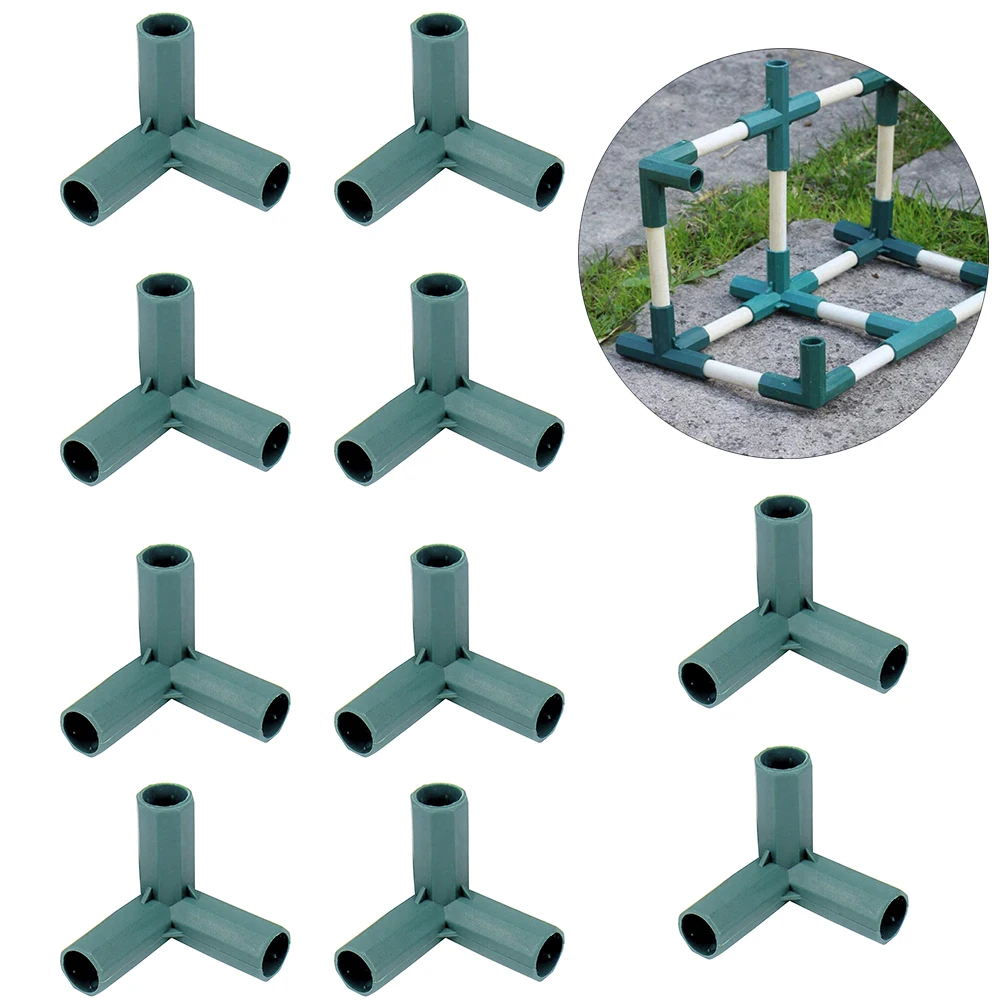 

10 Pcs Plastic Flower Support Lawn Stakes Edging Corner Connectors For 11mm Plant Stakes Frame Connector 3/4 Way Cross
