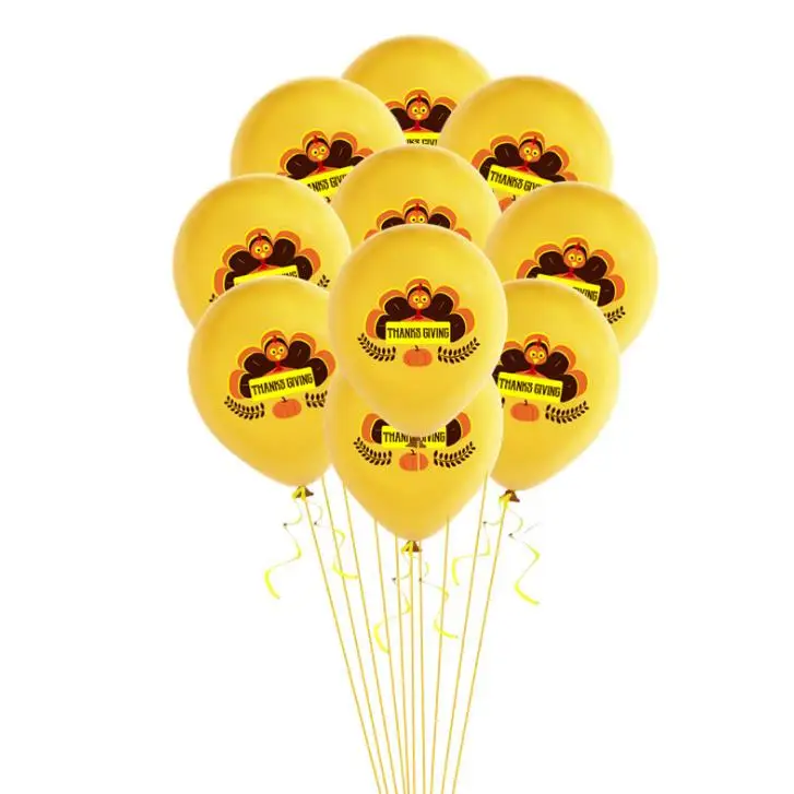 10 Pcs/set Cute Happy Turkey Latex Balloons Thanks Giving Day Decoration Gold White Thanksgiving Party Gifts | Дом и сад