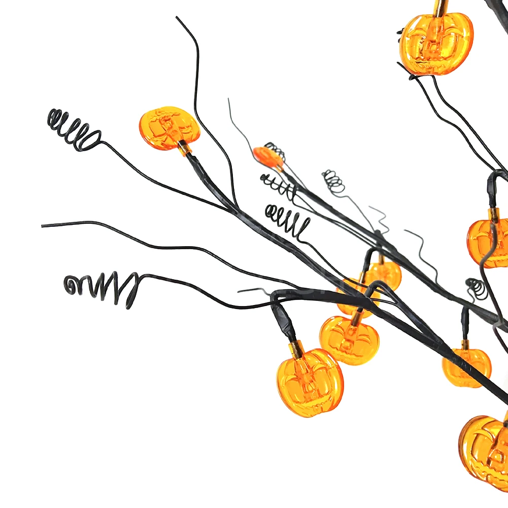 

24 Head LED Night Light Tree Copper Wire Garland Lamp Decorative Table Pumpkin Lamp Simulation Tree Lights for Halloween Decor