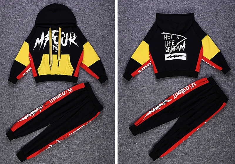 2 Pcs Fashion Children Clothes Set Boys Girls Autumn Hoodies + Haren Pants Cotton Map Tracksuit vetement garcon 8 10 12 14 Years |