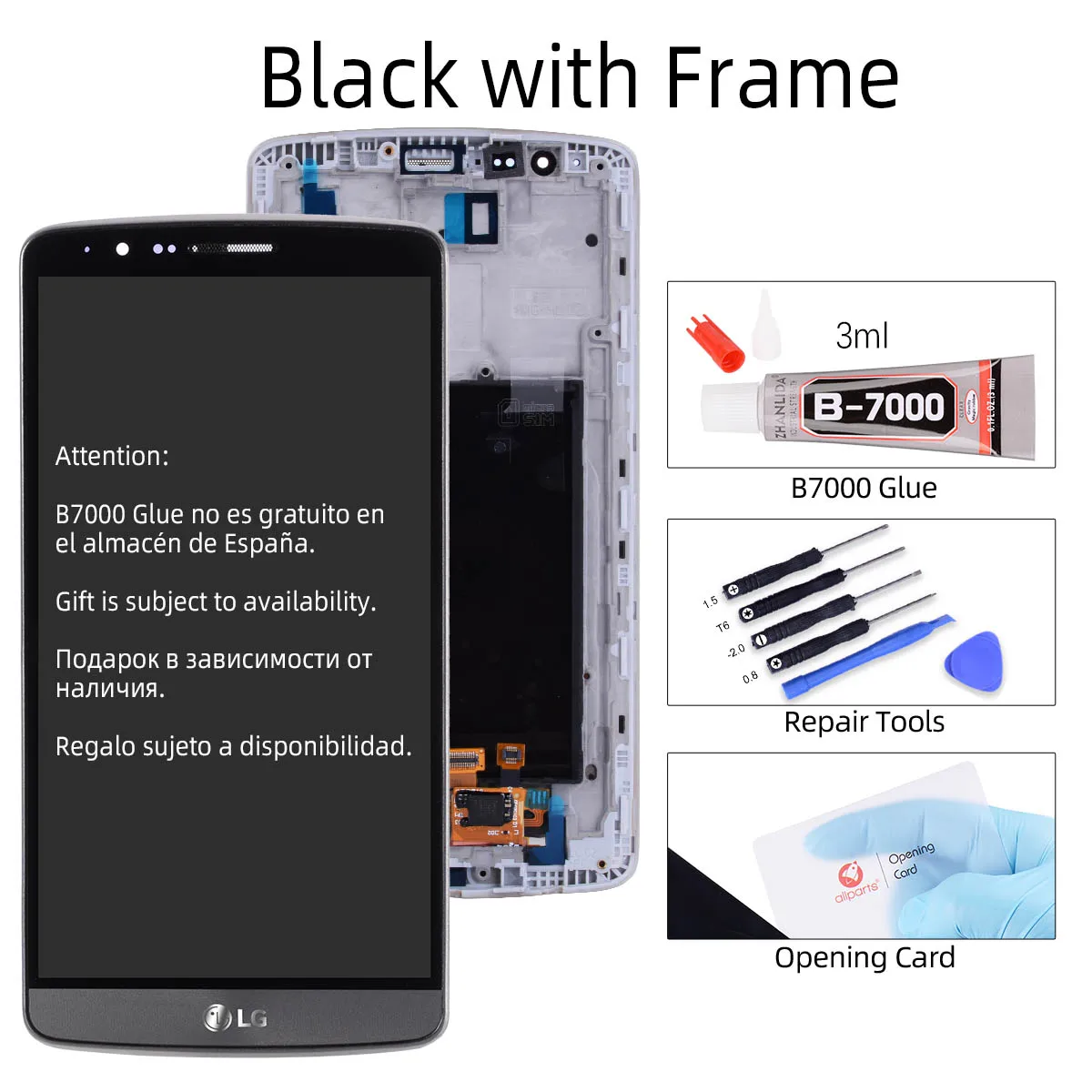 Дисплей для LG G3 LCD D850 D851 D855 в сборе с тачскрином на рамке черный белый золотой - Цвет: Black with Frame