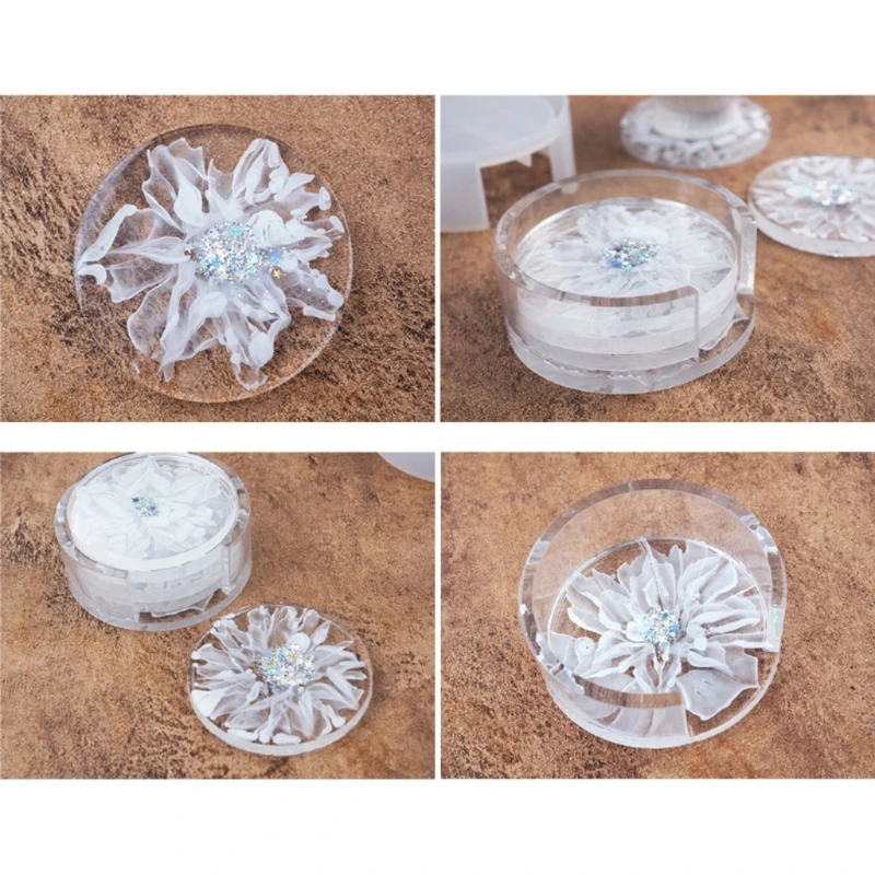 

5Pcs Coaster Molds with Coaster Storage Box Mold Kit Cups Mats Epoxy Resin Molds