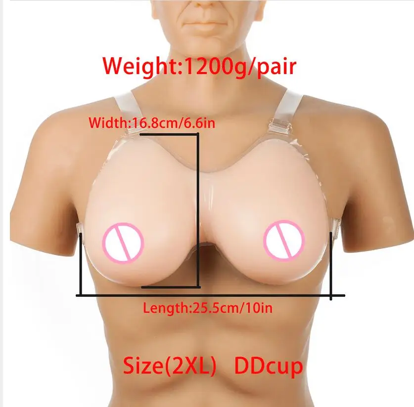 2020 Hot Sale 1200g Silicone Breast Forms With Shoulder Straps For Crossdresser Cosplay Transgender Mastectomy Boobs Enhancer