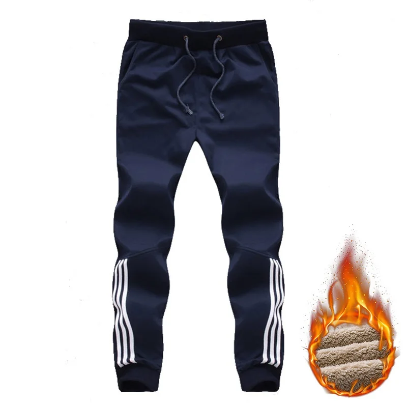 LY017 Blue Толстые зимние штаны для мужчин,, брендовая одежда, ветровка, штаны для мужчин, s, теплые спортивные штаны для бега, тренировочные мужские брюки 4XL - Цвет: LY017 Blue