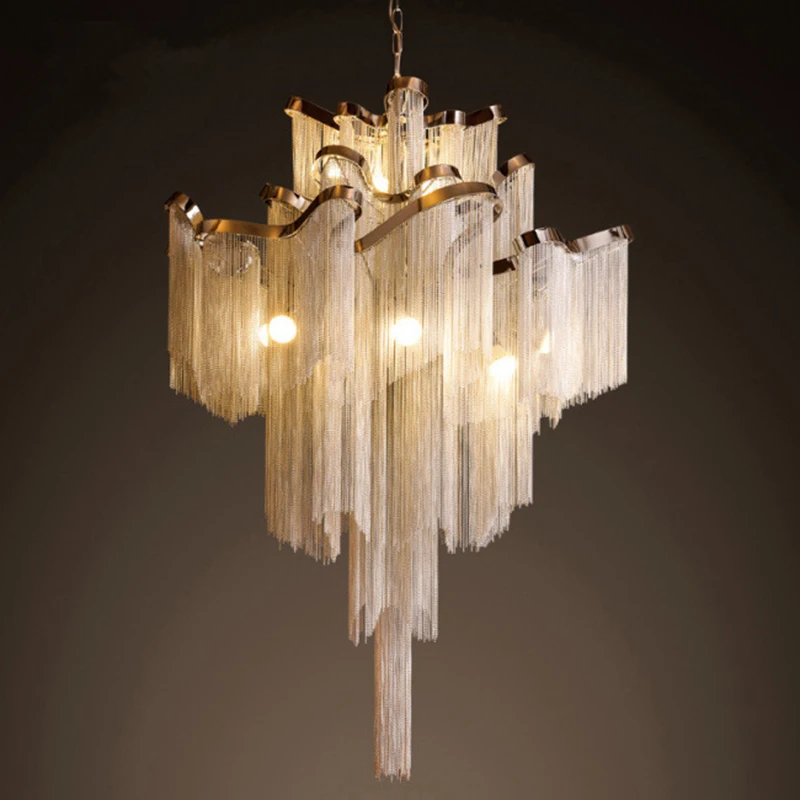 

Nordic Luxury LED Pendant Lights for Hotel Hall Home Deor Pendant Lamps Chain Fringed Pendant Hanging Lamps for Home Dining Room
