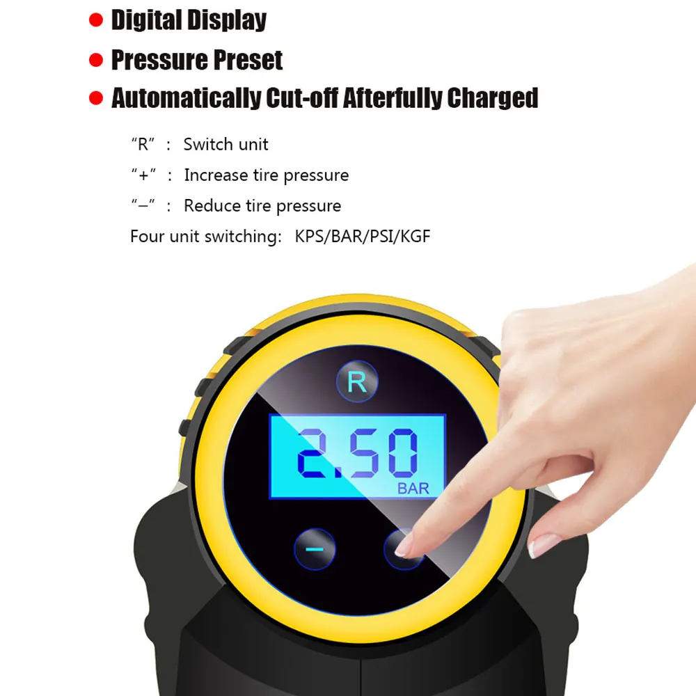 Беспроводной или проводной автомобильный воздушный компрессор 120 Вт 12 В ручной