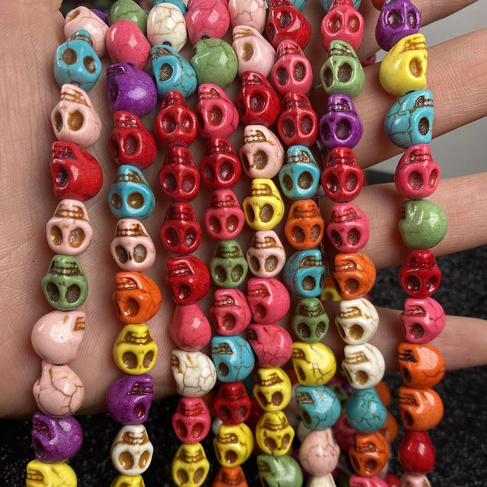 

Colorful Skull Synthetic Turquoises Beads Trendy Loose Spacer Beads For Necklace Bracelet Charms Jewelry Making DIY Wholesale