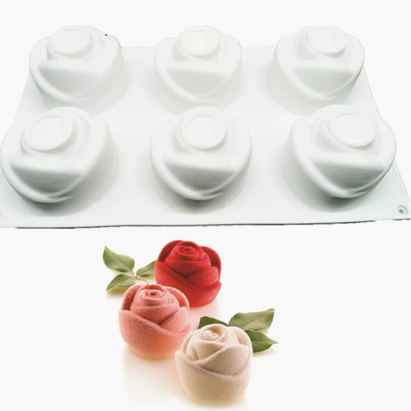 

3D Rose Art Dessert Cake Mold Pop Silicone Mould Mousse Chocolates Silikonowe Moule Baking Pastry Cake Decoration Tools