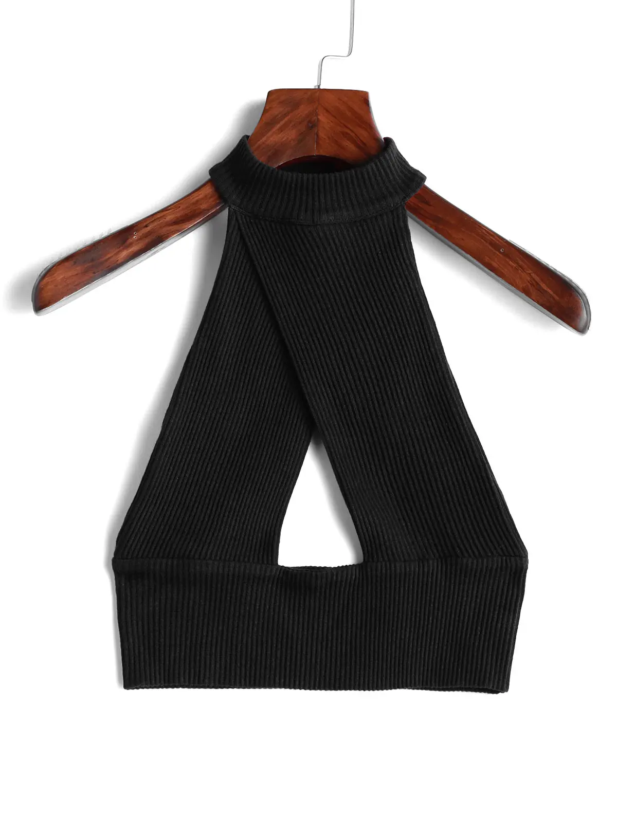 ZAFUL Вырезать перекрытие урожая Майка Твердые Короткие Рубашки Спинки Свитера