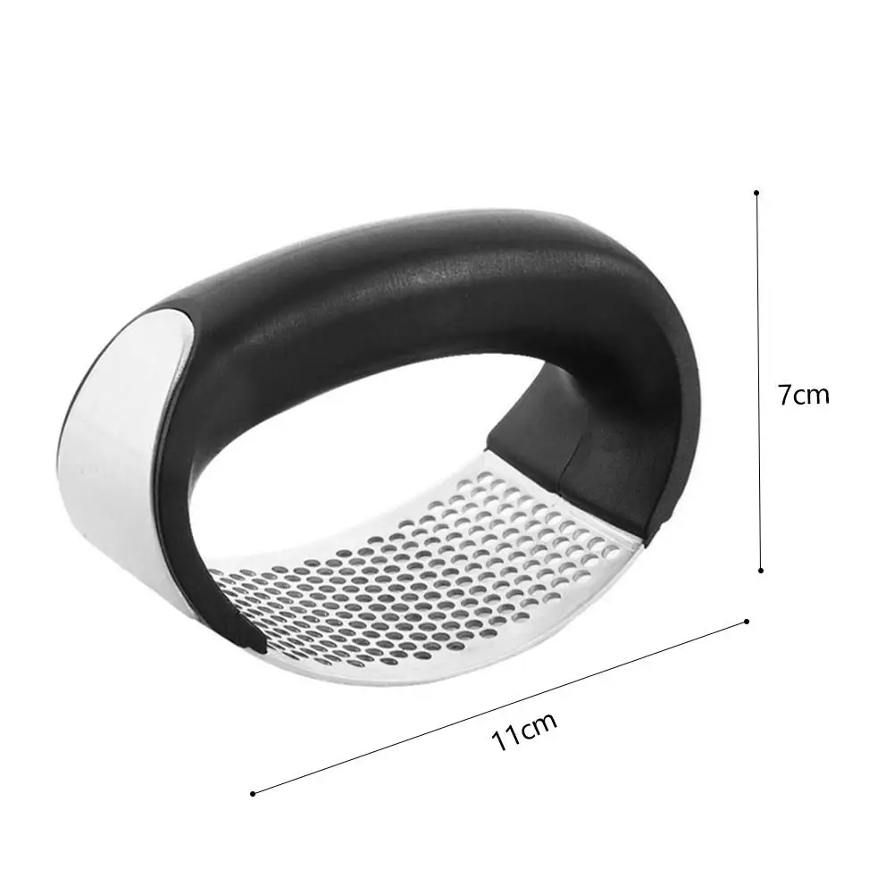 

Durable Garlic Rolling Tool with Black Handle Stainless Steel Curved Garlic Press Household Kitchen Cooking Accessories