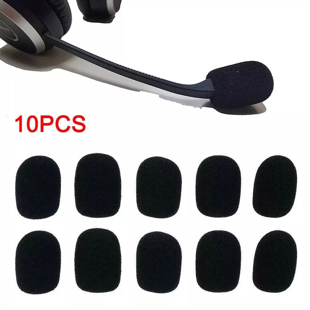 10Pcs Black Mic Protector Replacement Headset Foam Covers Windscreen Windshield Sponge Microphone Cover for Meeting | Электроника