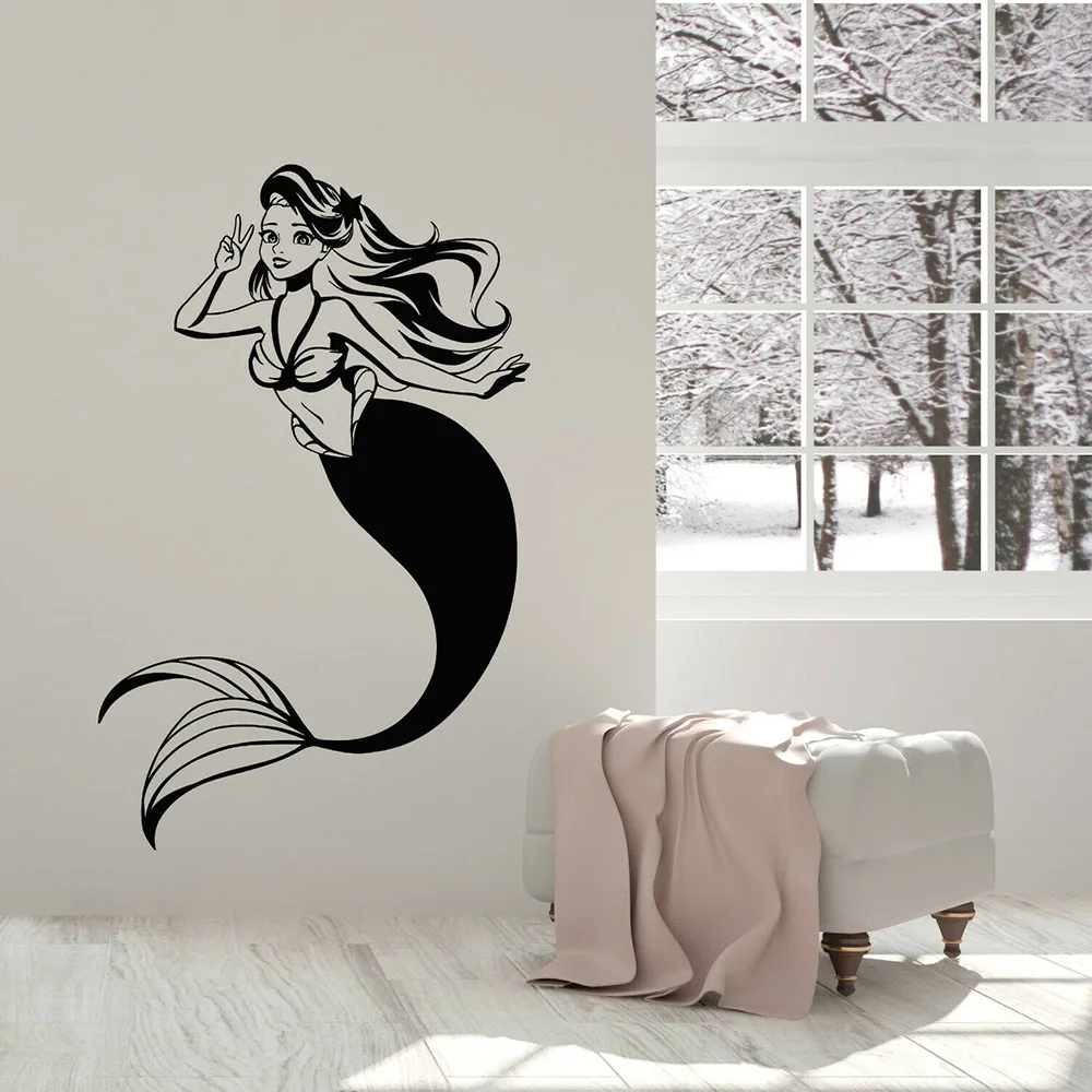 

Mermaid Vinyl Wall Sticker Vinyl Wall Decal Girl Teen Room Myth Beauty Mermaid Marine Decor Home Decoration Wallpaper M241